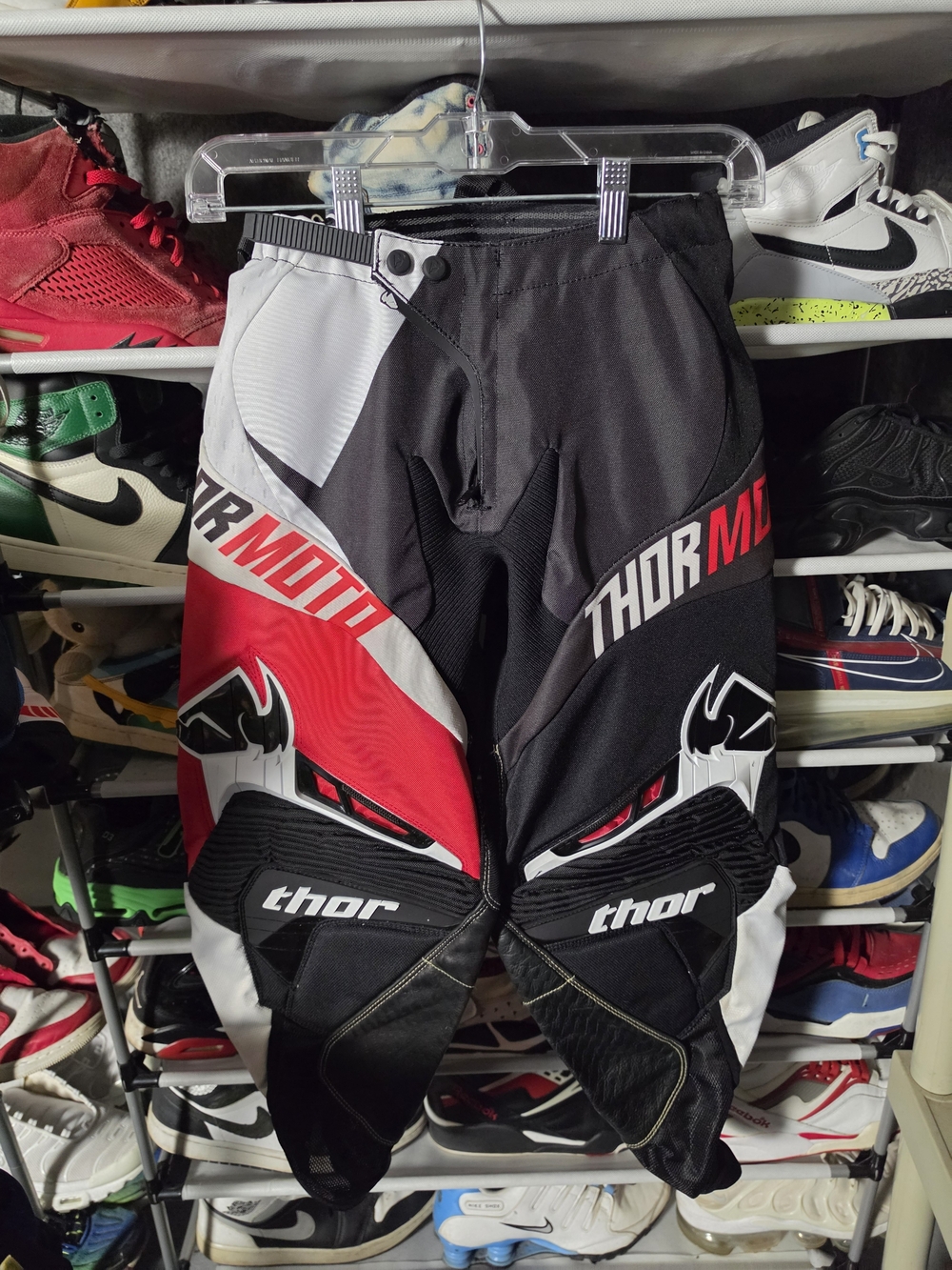 🔥 Thor Red Black White Motocross Pants Men Size 28 MX Dirt Bike